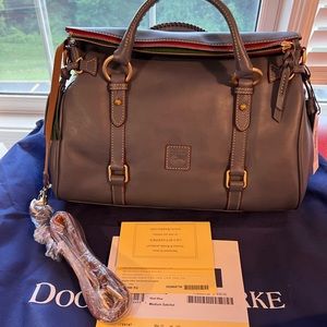 NWT Dooney and Bourke Florentine Leather Large Satchel in the color Steel Blue!